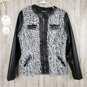 Mishca Vegan Leather Faux Fur Studded Jacket Size Small